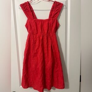 Old Navy Bright Red Eyelet Midi Dress